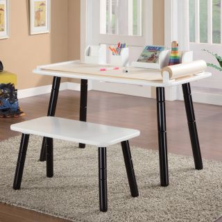 Stages Kids Art Table and Bench Set in White and Black Finish Today