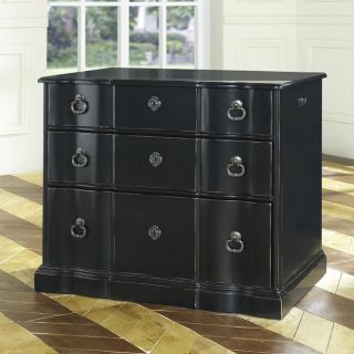 Distressed Painted Black Accent Chest with Slide Out Desk