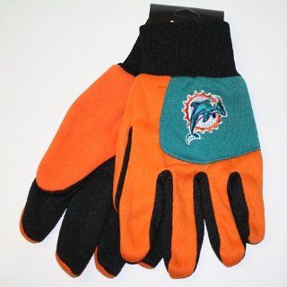 Miami Dolphins NFL Colorblock Orange Finger Work Gloves