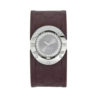 Gucci Womens Twirl Brown Rubber Diamond accented Watch
