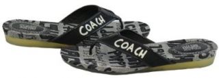  Coach Skyler Poppy Storypatch Thong Sandals Black White Shoes