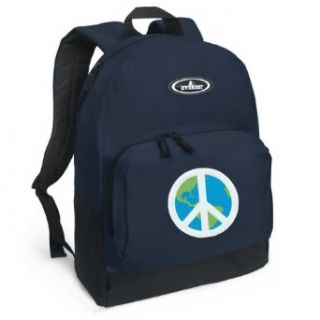 World Peace Sign Backpack Navy Blue Peace Signs for Travel