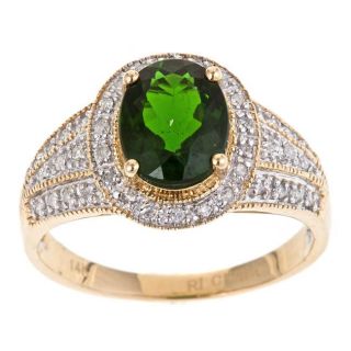 Yach 14k Yellow Gold Chrome Diopside and 1/5ct TDW Diamond Ring (G H