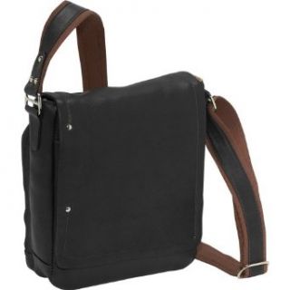 Piel Leather Flap Over Carry All   Black Clothing