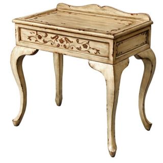 Hand painted Beige Rectangular Accent Table