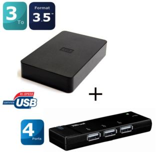 WD Elements 3000 Go noir 3.5+ barre 4 ports USB2   Achat / Vente