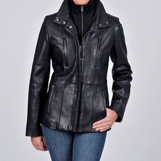 Tibor Design Womens Plus Size New Zealand Lamb Leather Jacket with