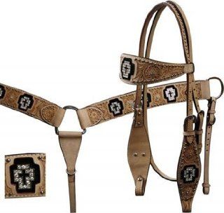Showman Headstall, Breast Collar, Reins Set With