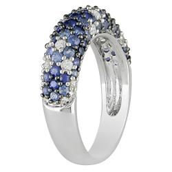 Miadora Sterling Silver Blue and White Sapphire Ring