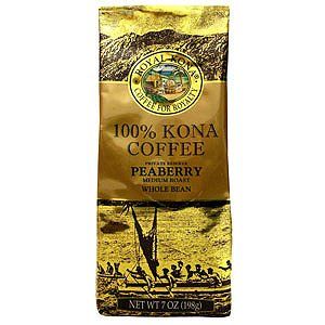 Royal Kona Peaberry 100% Kona Coffee 7oz (6 bags, Whole Bean) 