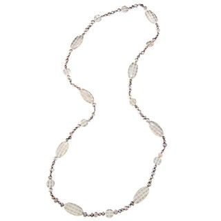 La Preciosa 36 Inch Mother of Pearl Silver Ovals Necklace