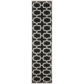 Moroccan Dhurrie Black/ Ivory Wool Rug (26 x 10) Today $113.99 Sale