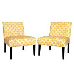 Portfolio Niles Yellow Geometric Links Armless Chair (Set of 2
