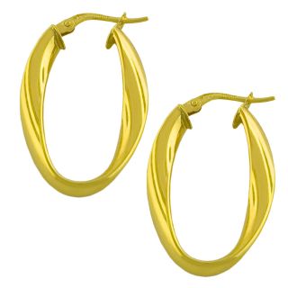 14k Yellow Gold Polished Twist Oval Hoop Earrings