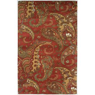 Hand tufted Red Abstract Wool Rug (8 x 11)