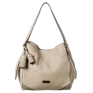 Burberry Small Beige Leather Saddlestitched Tote Bag