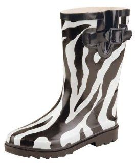 Breeze Girls/childrens Rubber Rain Boots Zebra Print Nb 9202: Shoes