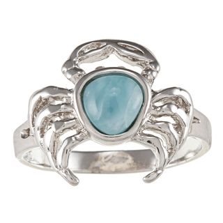 Sterling Silver Larimar Gemstone Crab Ring