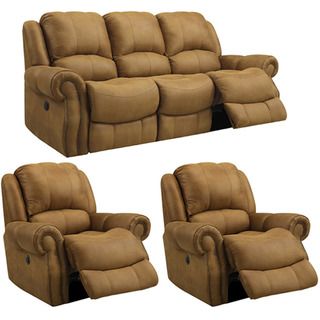 Buckskin Brown Reclining Sofa and Two Recliner/ Glider Chairs
