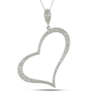 Sterling Silver White Cubic Zirconia Heart Necklace MSRP $35.19 Today