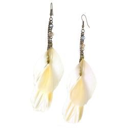 Goldtone Feather and Crystal Drop Earrings