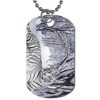 Tiger white DOG TAG COOL GIFT 