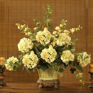  Green Hydrangeas in Scalloped Vase AR222 155: Home & Kitchen