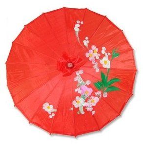 Asian Japanese Chinese Umbrella Parasol 32in Red 156 4