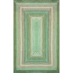 Handmade Alexa Cotton Fabric Braided Green Villa Rug (5 x 8