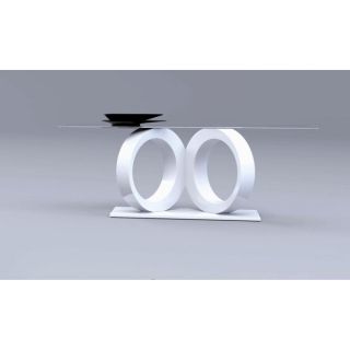 LINK Table 200x100cm plateau verre + laqué blanc   Achat / Vente