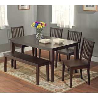 Shaker Espresso 6 piece Dining Table Set with Bench