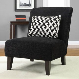 Anna Black Accent Chair with Houndstooth Grande Pillow