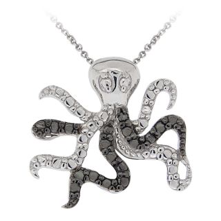 DB Designs Sterling Silver Black Diamond Accent Octopus Necklace Today