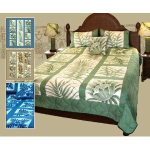 Queen Size Hawaiian Patchwork Quilt Comforter Set with 2