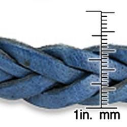 Blue Braided Leather Snap Bracelet