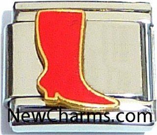Red Boot Italian Charm Bracelet Jewelry Link Jewelry