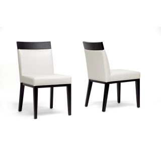 Clymene Black Wood and Cream Leather Modern Dining Chairs (Set of 2