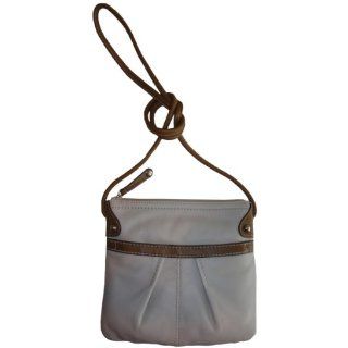 Womens Tignanello Purse Handbag Two Tone Leather X Body Sand/Cognac