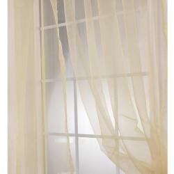 Soft Gold Faux Organza 108 inch Sheer Curtain Panel Pair