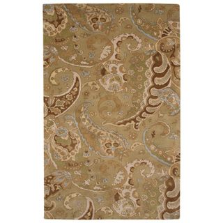 Hand tufted Abstract Sage Green Wool Area Rug (96 x 136)