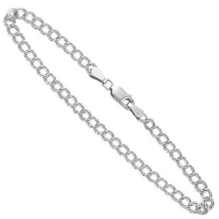 Sterling Silver 7.25 inch Double link Charm Bracelets (4 mm) (Pack of