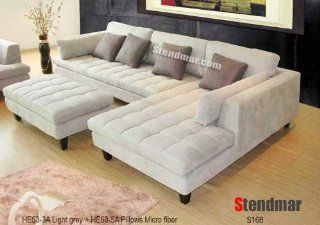 3pc New Modern Gray Microfiber Sectional Sofa S168RG Home