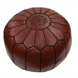 Handmade Casual Living Brown Leather Moroccan Ottoman Pouf