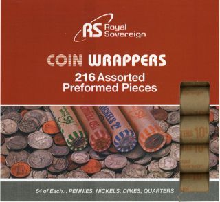 Royal Sovereign Box of 216 Coin Wrapper Tubes