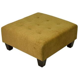 Textured Chenille Tufted Beige/ Gold Cocktail Ottoman