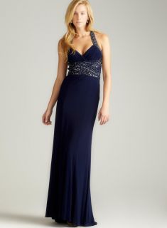 NIGHTWAY X Back Beaded Spray Back Gown