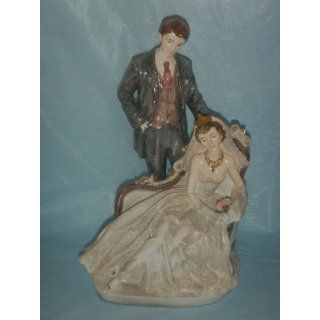 Bride and Groom Cake Top Wedding Figurine Sitting