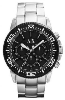 Armani Exchange Silver Bezel Chronograph Watch: Clothing