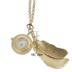 Geneva Platinum Womens Goldtone Leaf Necklace Watch