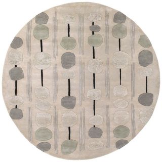 Hand tufted Contemporary Beige Circles Bynar New Zealand Wool Abstract
